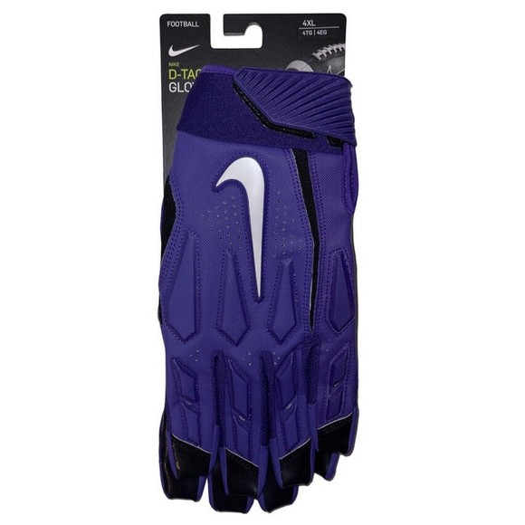 Nike D-Tack 6.0 Football Gloves Padded Purple 4XL New Lineman Tackle CK2926-526 - Picture 1 of 3